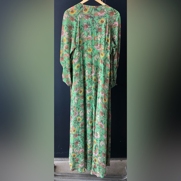 Free People Earth Green Elegant Floral Long Sleeve Dress.Size Medium Maxi Combo - Picture 13 of 15